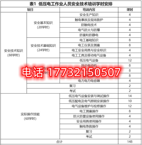 石家莊低壓電工證培訓(xùn)課時(shí)